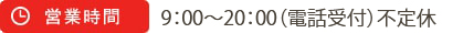 9:00～20:00(電話受付) 不定休